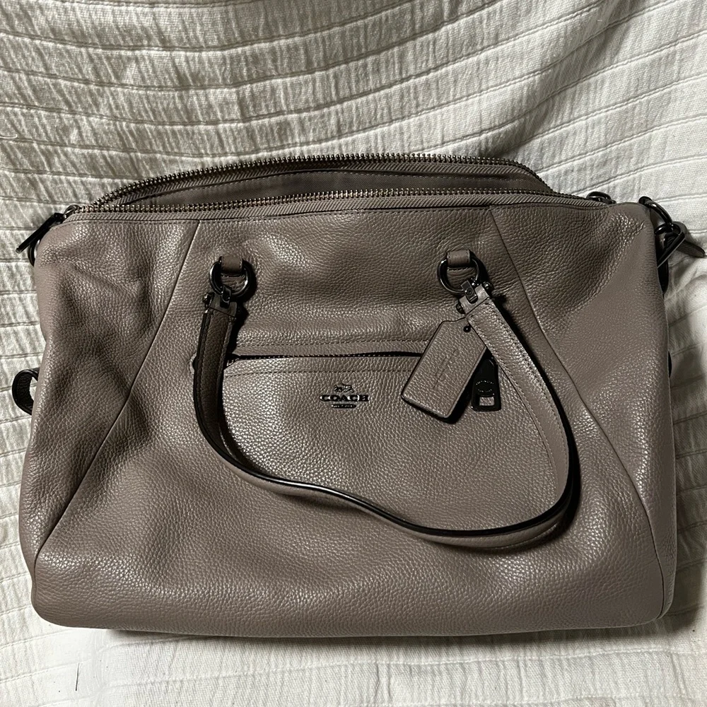 Coach Taupe Leather Satchel - Picture 1 of 6